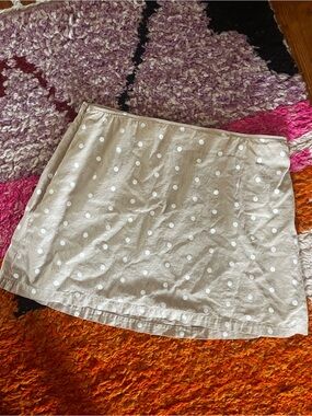 Old Navy Beige A-Line Skirt with White Polka Dots